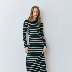 BROWNIE - Vestido Rib Largo Raya Tejida Aria Mujer