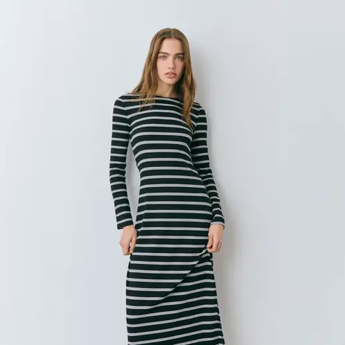 BROWNIE - Vestido Rib Largo Raya Tejida Aria Mujer