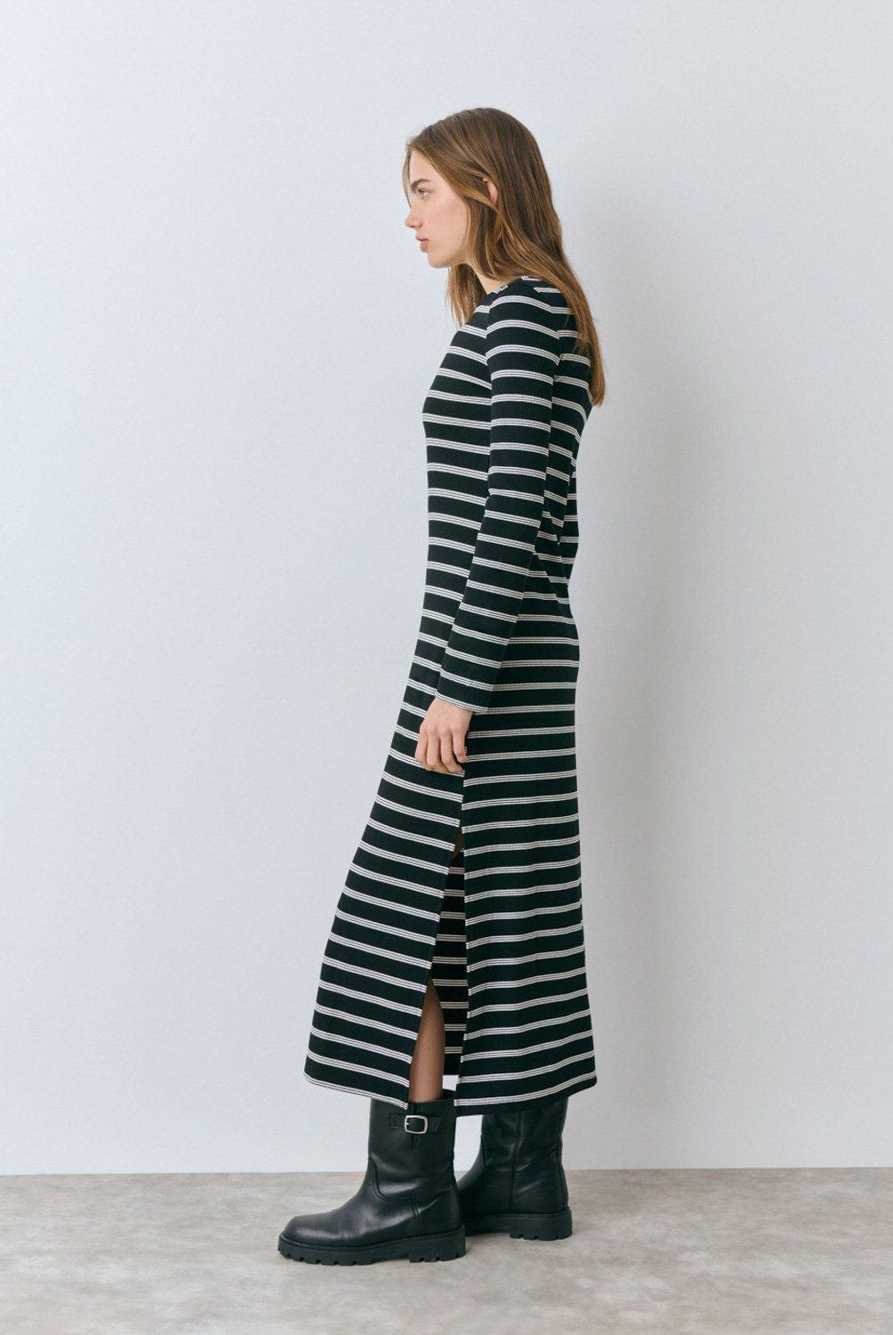 BROWNIE - Vestido Rib Largo Raya Tejida Aria Mujer Brownie