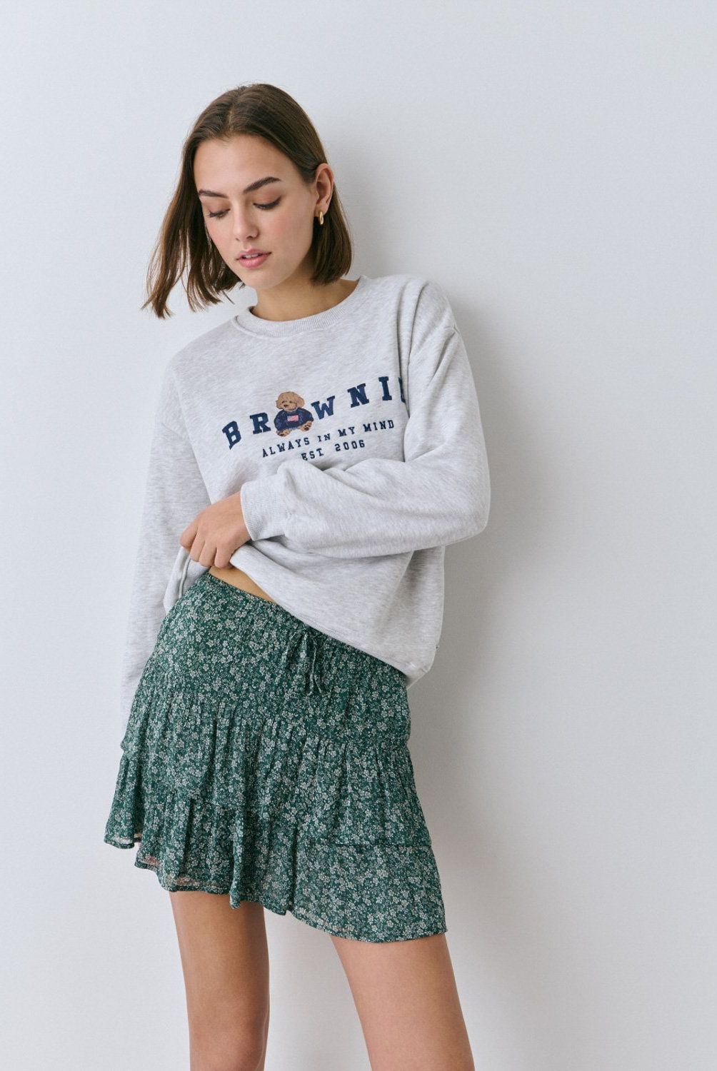 BROWNIE - Falda Leila Estampada Floral Bicolor Mujer Brownie