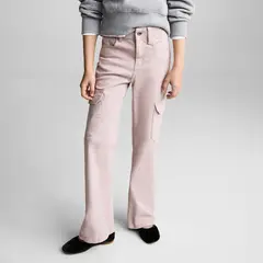 MANGO KIDS - Jeans Flare Cargo Algodón Niña