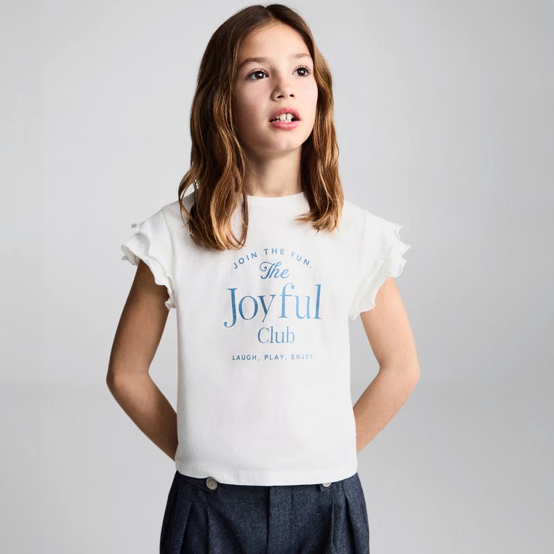 MANGO KIDS - Polera Estampada Volantes Algodón Niña Mango Kids