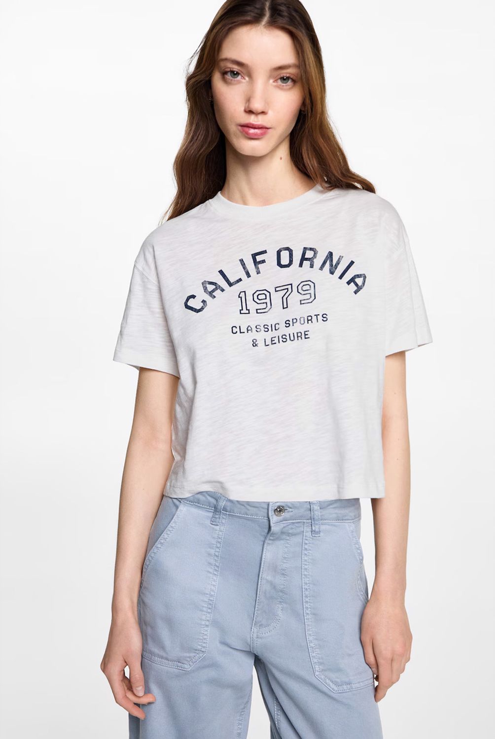 MANGO TEEN - Polera Crop Mensaje Mujer Mango Teen