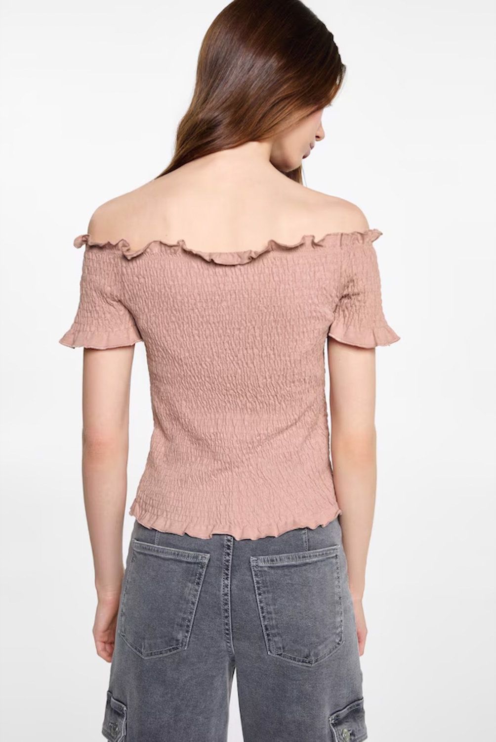 MANGO TEEN - Top Hombros Descubiertos Drapeado Mujer Mango Teen