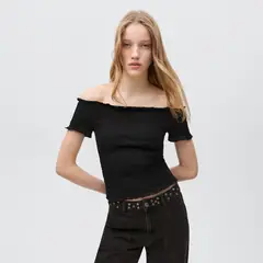 MANGO TEEN - Top Hombros Descubiertos Drapeado Mujer