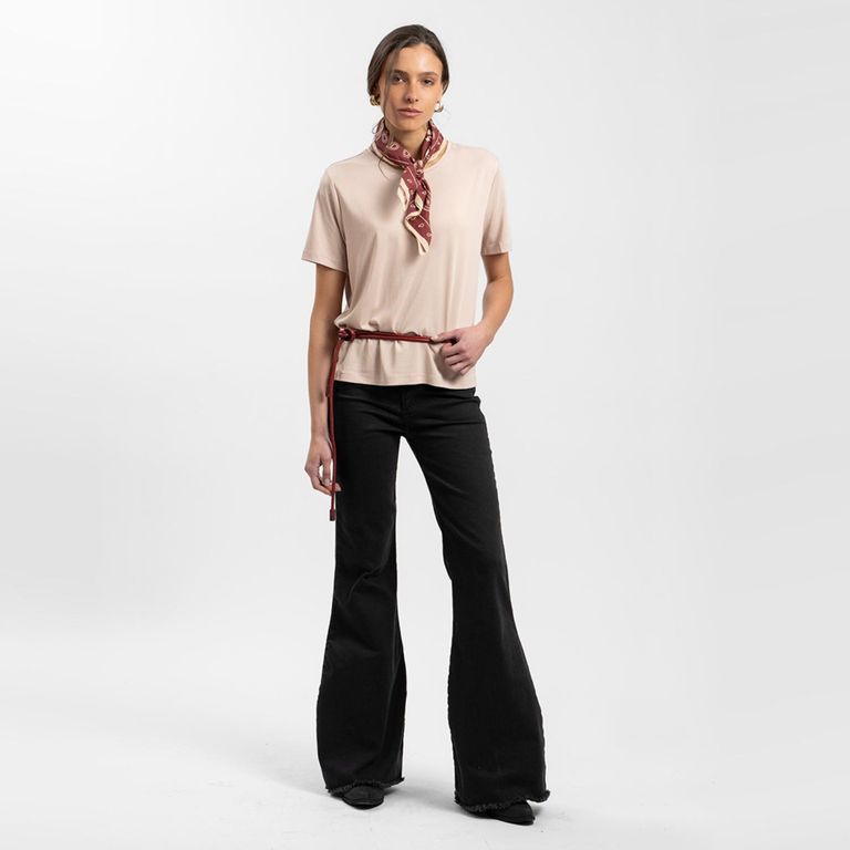 Jeans Flare Tiro Medio Nora Negro Mujer