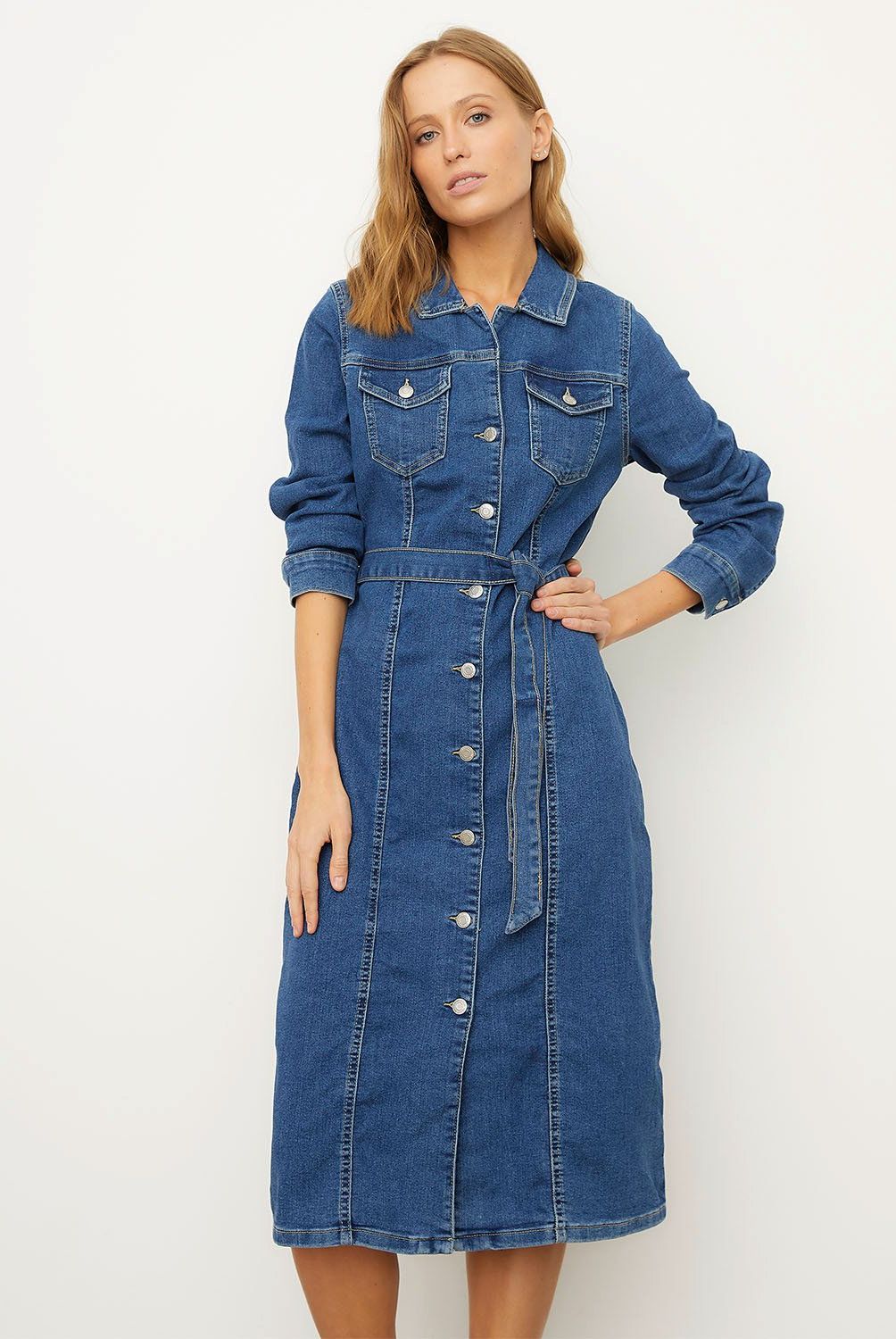 VERO MODA - Vestido Midi Denim Mujer Vero Moda