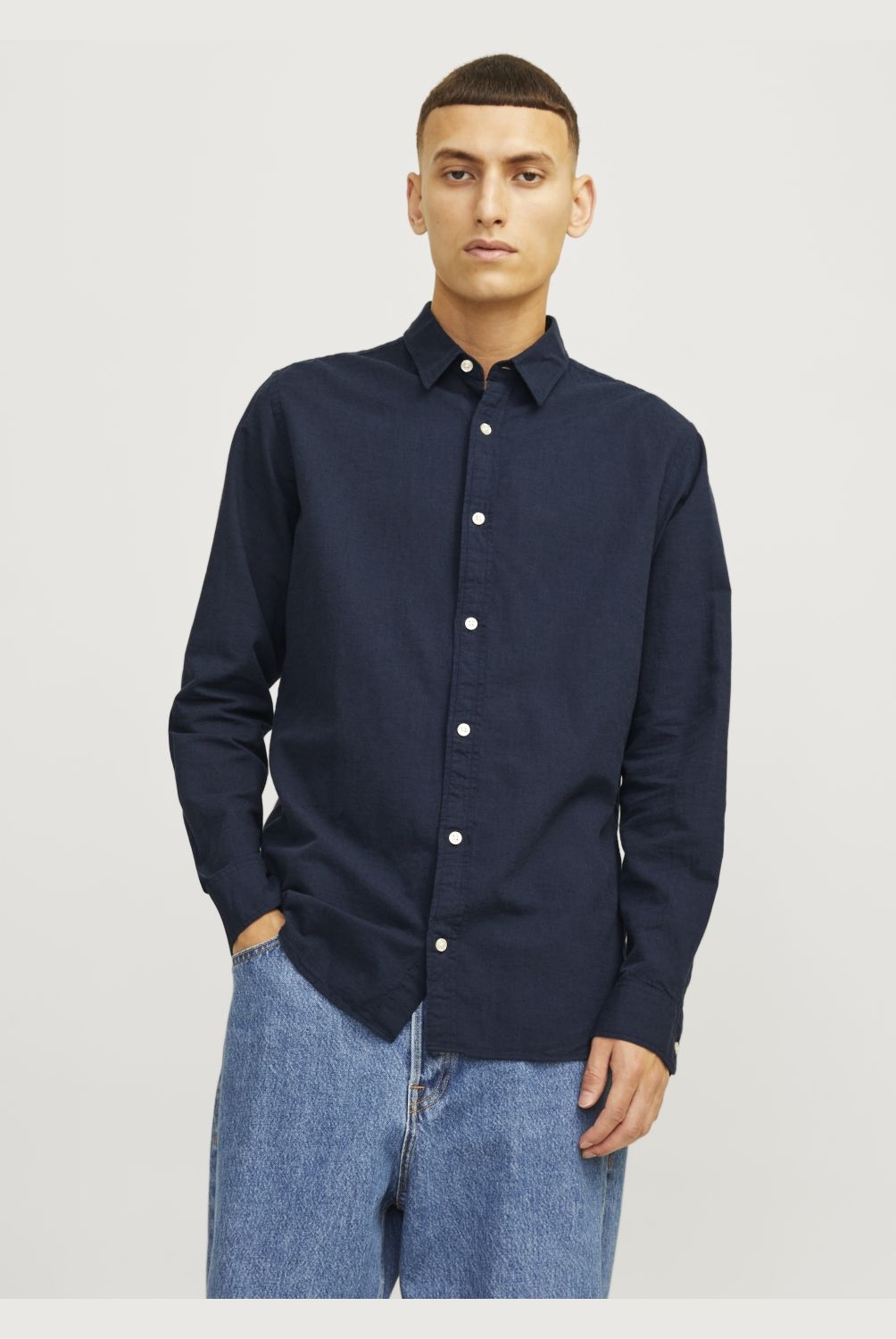 JACK&JONES - Camisa Lino Hombre Algodón Jack&Jones