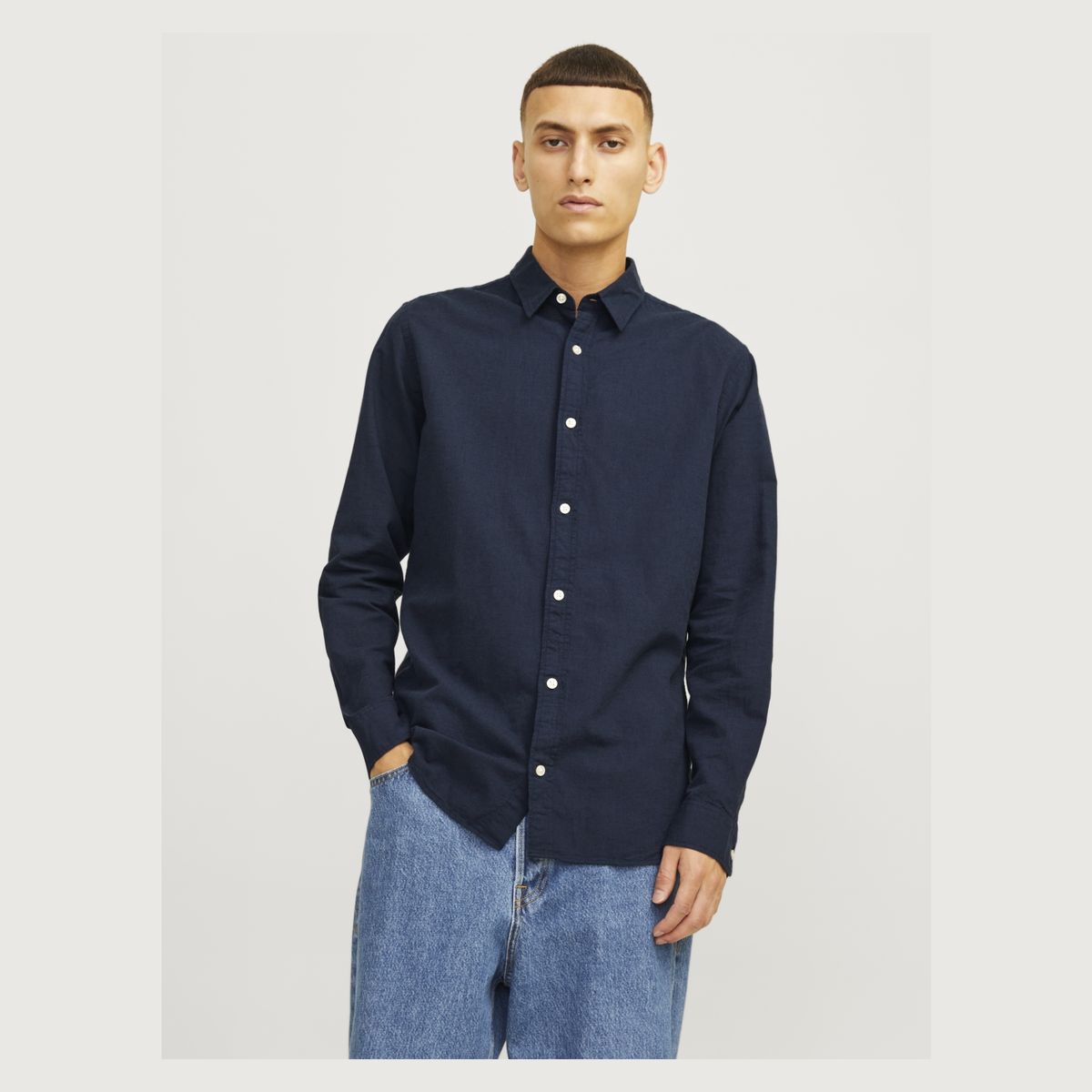 JACK&JONES - Camisa Lino Hombre Algodón Jack&Jones