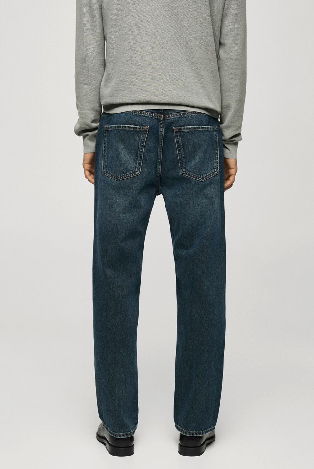 MANGO MAN - Jeans Straight Fit Lavado Oscuro Desgastado Hombre Mango Man
