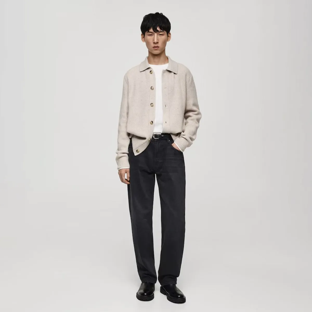 MANGO MAN - Jeans Moby Fit Recto Negros Hombre Mango Man