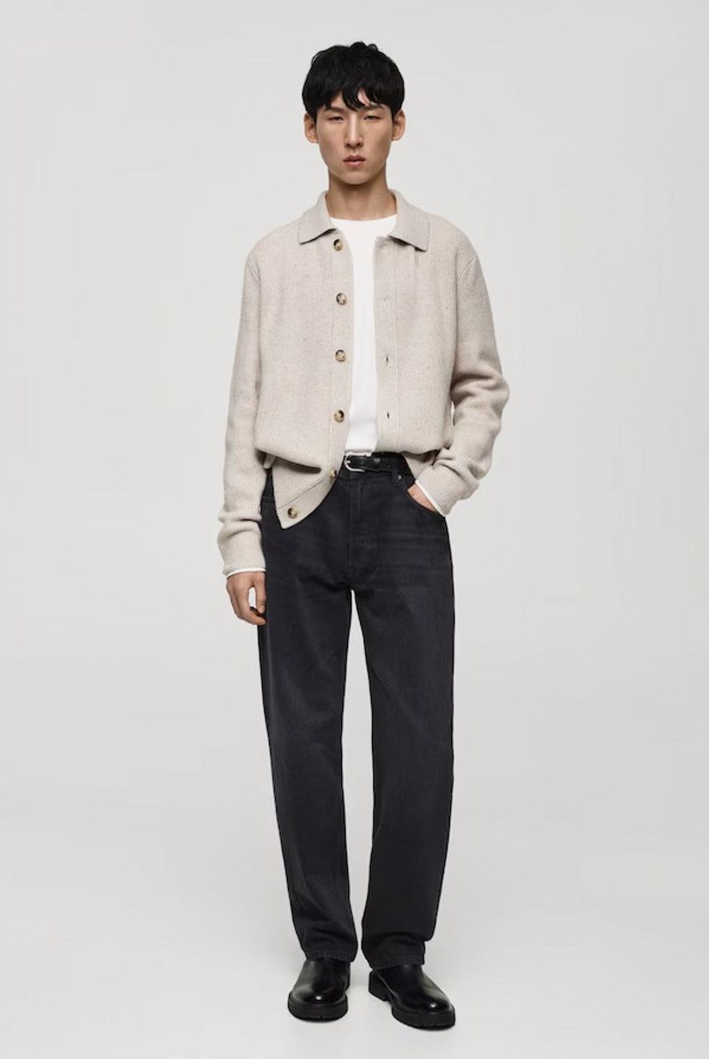 MANGO MAN - Jeans Moby Straight Fit Negros Hombre Mango Man