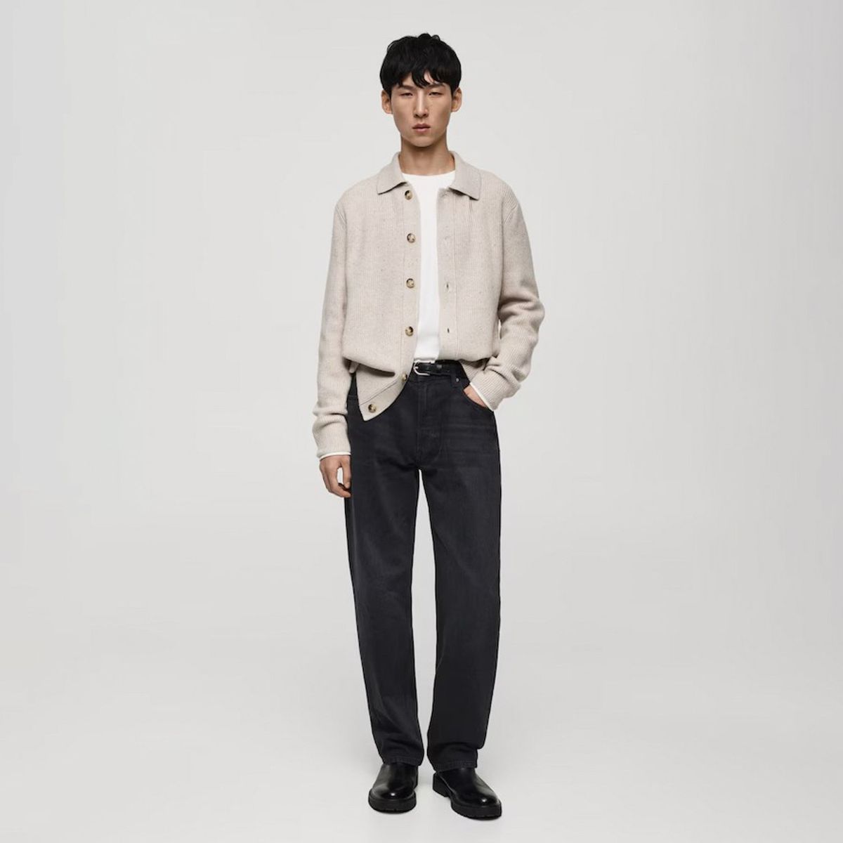 MANGO MAN - Jeans Moby Fit Recto Negros Hombre Mango Man