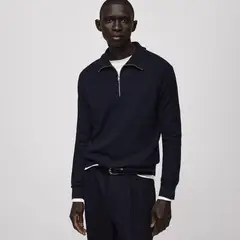 MANGO MAN - Sweater Microestructura Cuello Cremallera Hombre