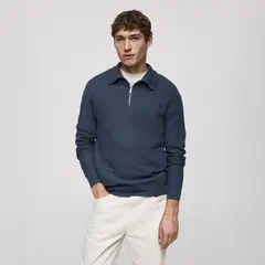 MANGO MAN - Sweater Microestructura Cuello Cremallera Hombre
