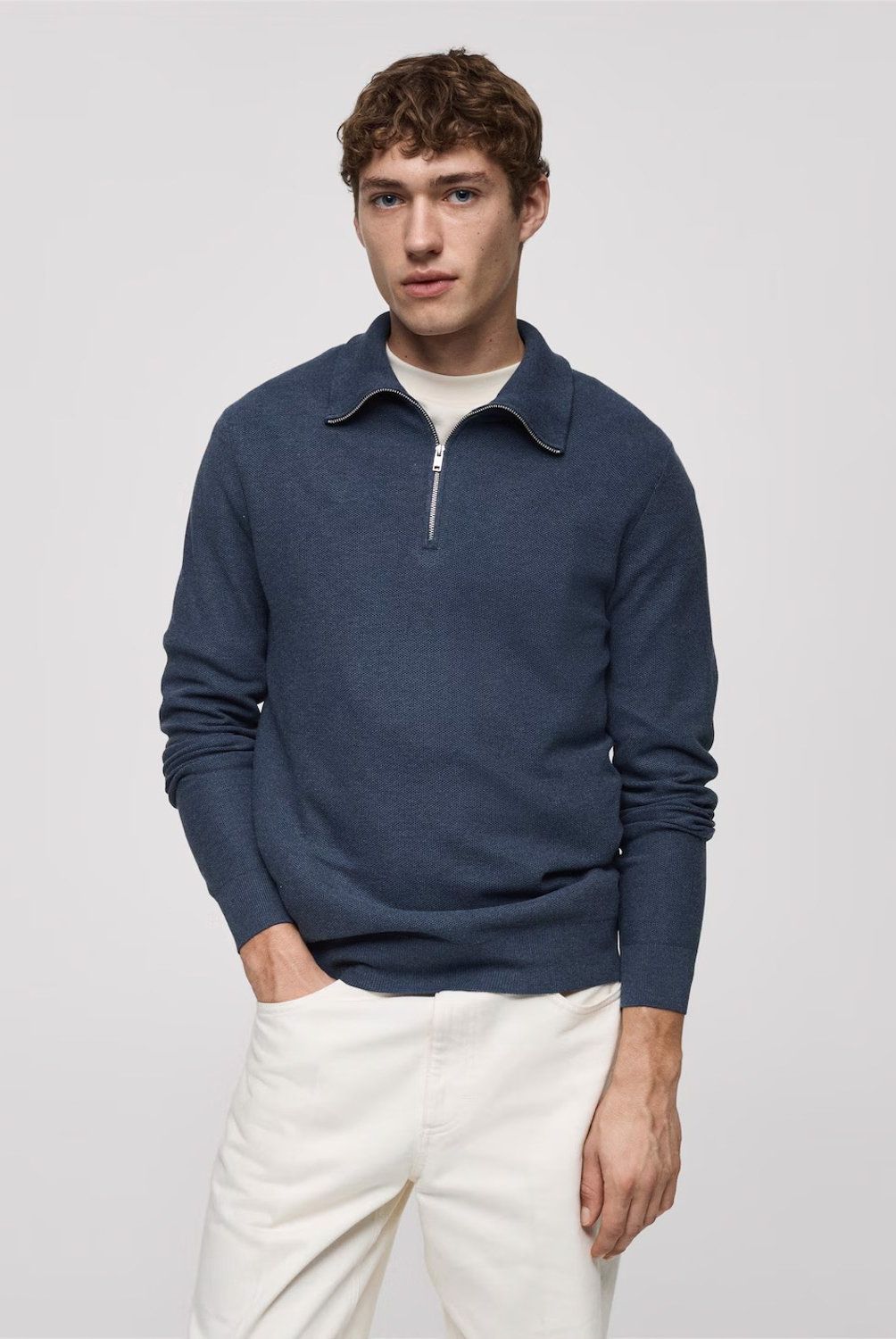 MANGO MAN - Sweater Microestructura Cuello Cremallera Hombre Mango Man