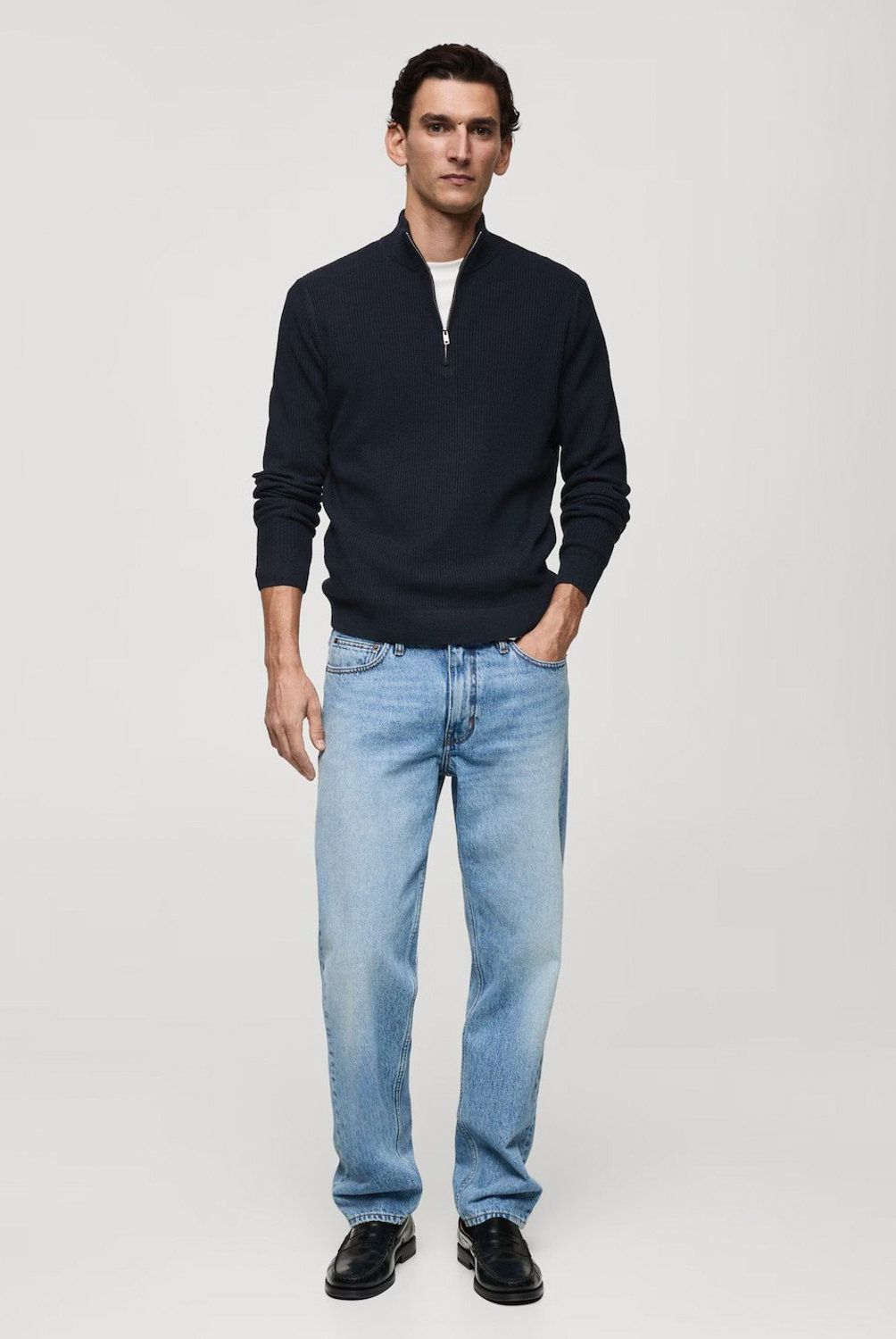 MANGO MAN - Sweater Canalé Cuello Cremallera Hombre Mango Man