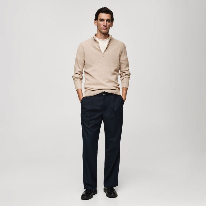 MANGO MAN - Sweater Antigua Cuello Cierre Regular Fit Canalé Hombre Mango Man