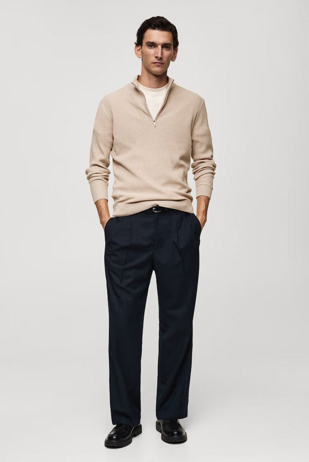 MANGO MAN - Sweater Canalé Cuello Cremallera Hombre Mango Man