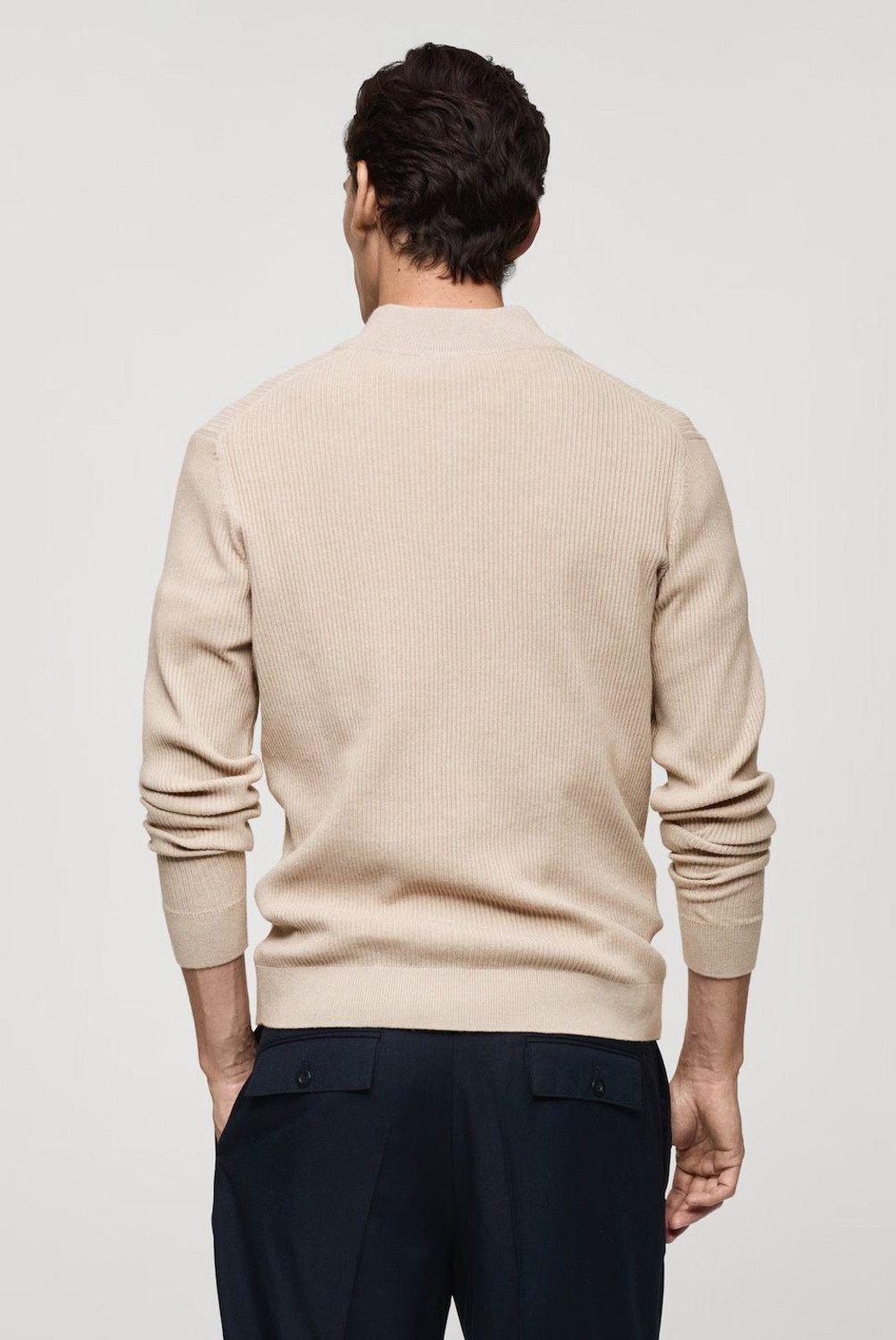 MANGO MAN - Sweater Canalé Cuello Cremallera Hombre Mango Man