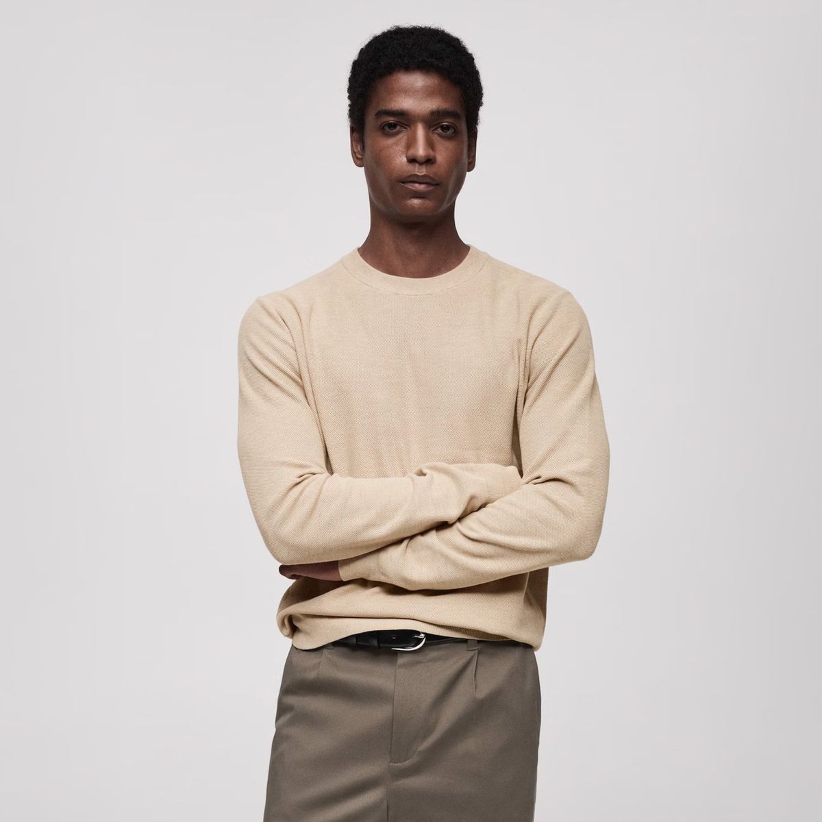 MANGO MAN - Sweater Ten Cuello Redondo Punto Fino Hombre Mango Man