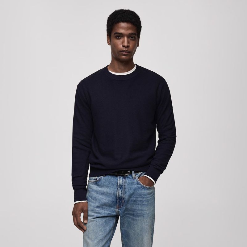 MANGO MAN - Sweater Ten Cuello Redondo Punto Fino Hombre Mango Man