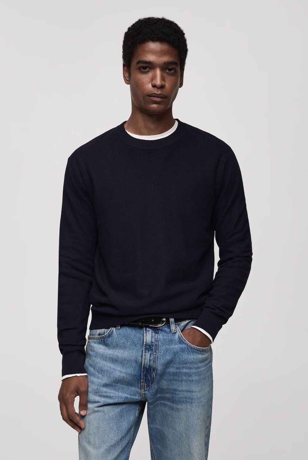 MANGO MAN - Sweater Punto Algodón Microestructura Hombre Mango Man