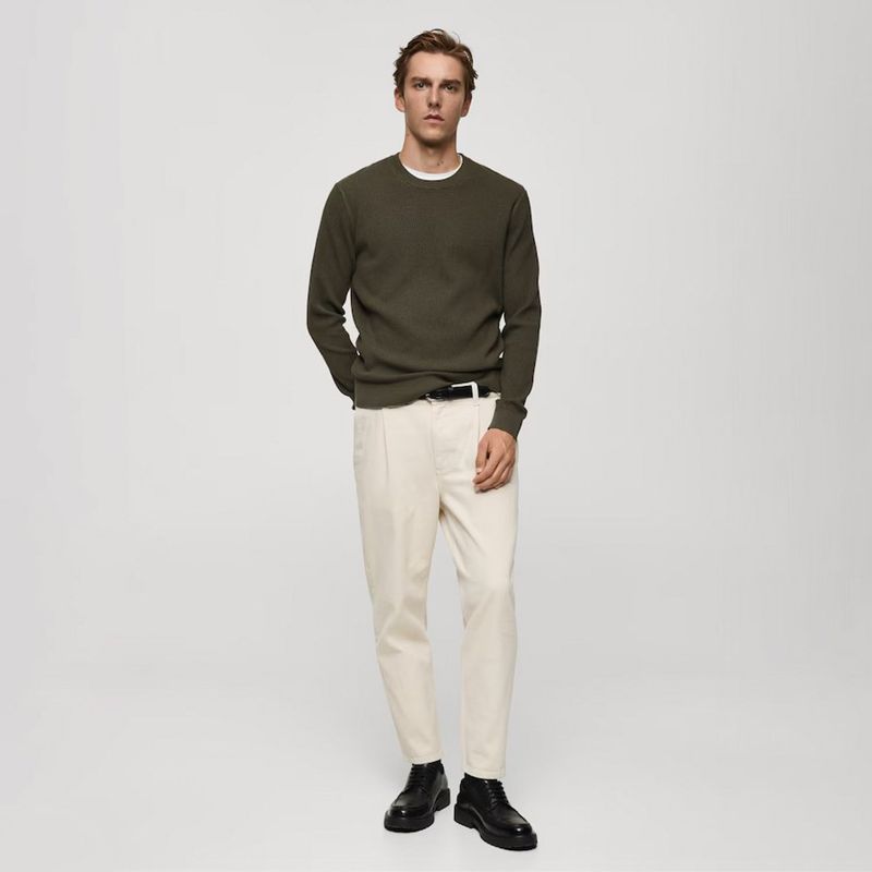 MANGO MAN - Sweater Antigua Regular Fit Canalé Hombre Mango Man