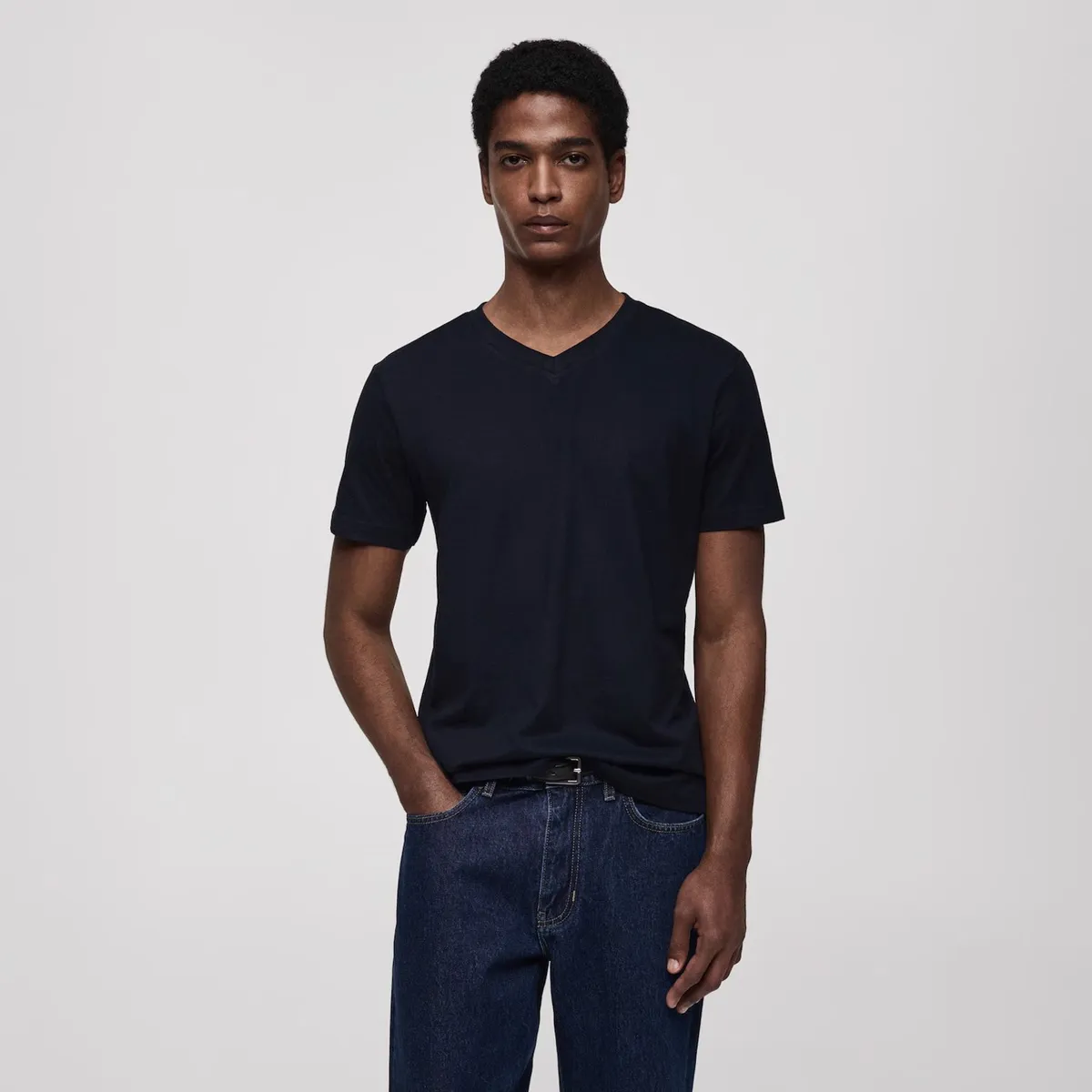 MANGO MAN - Polera Chelsea Manga Corta 100% Algodón Hombre Mango Man