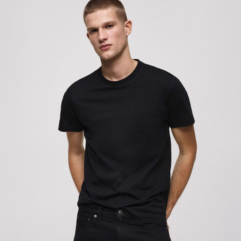 MANGO MAN - Polera Cherlo Manga Corta 100% Algodón Cuello Redondo Hombre Mango Man