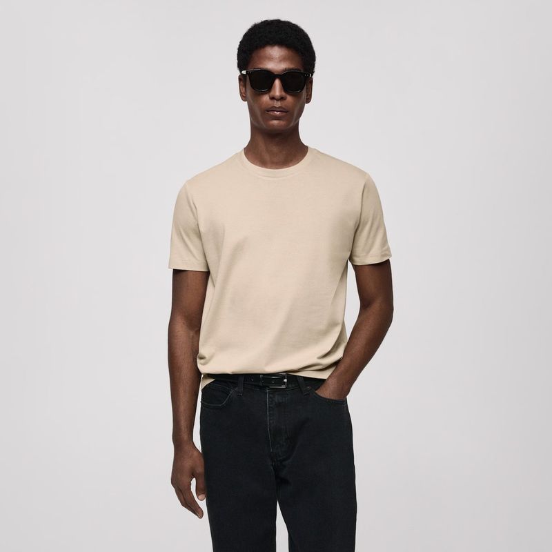 MANGO MAN - Polera Cherlo Manga Corta 100% Algodón Cuello Redondo Hombre Mango Man