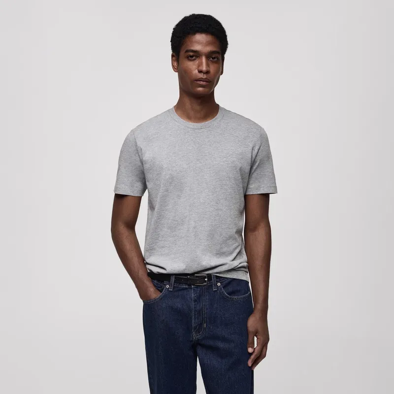 MANGO MAN - Polera Cherlo Manga Corta 100% Algodón Cuello Redondo Hombre Mango Man