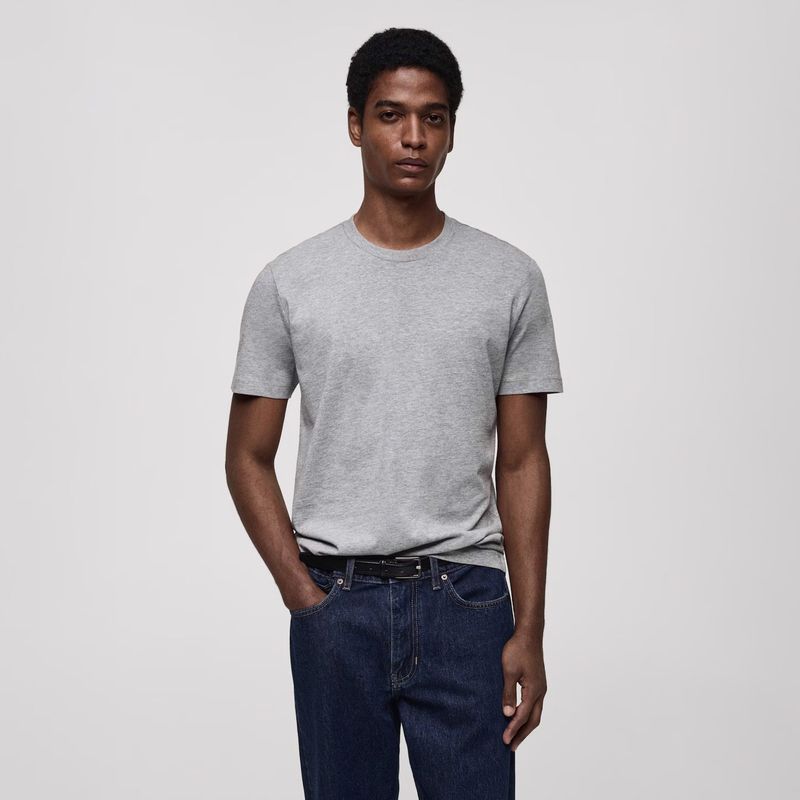 MANGO MAN - Polera Cherlo Manga Corta 100% Algodón Cuello Redondo Hombre Mango Man