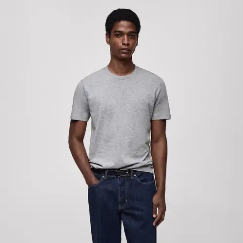 MANGO MAN - Polera Cherlo Manga Corta 100% Algodón Cuello Redondo Hombre