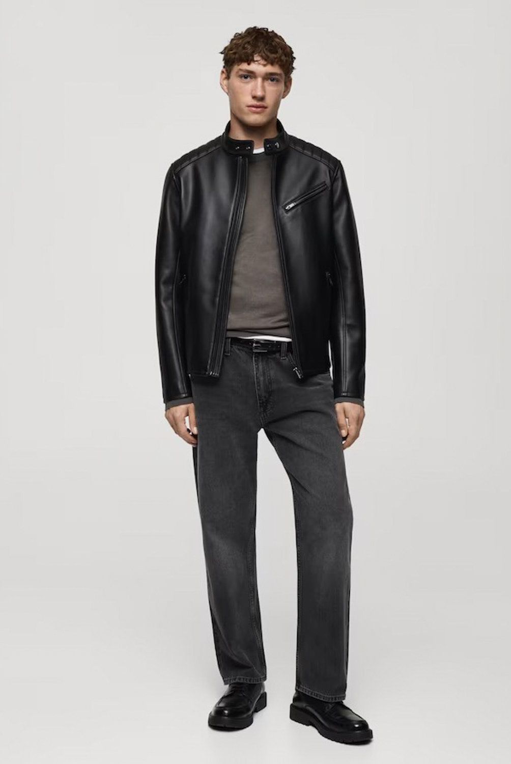 MANGO MAN - Chaqueta Efecto Piel Detalle Costuras Hombre Mango Man