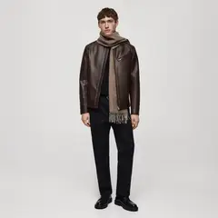 MANGO MAN - Chaqueta Efecto Piel Detalle Costuras Hombre