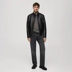 MANGO MAN - Chaqueta Efecto Piel Detalle Costuras Hombre