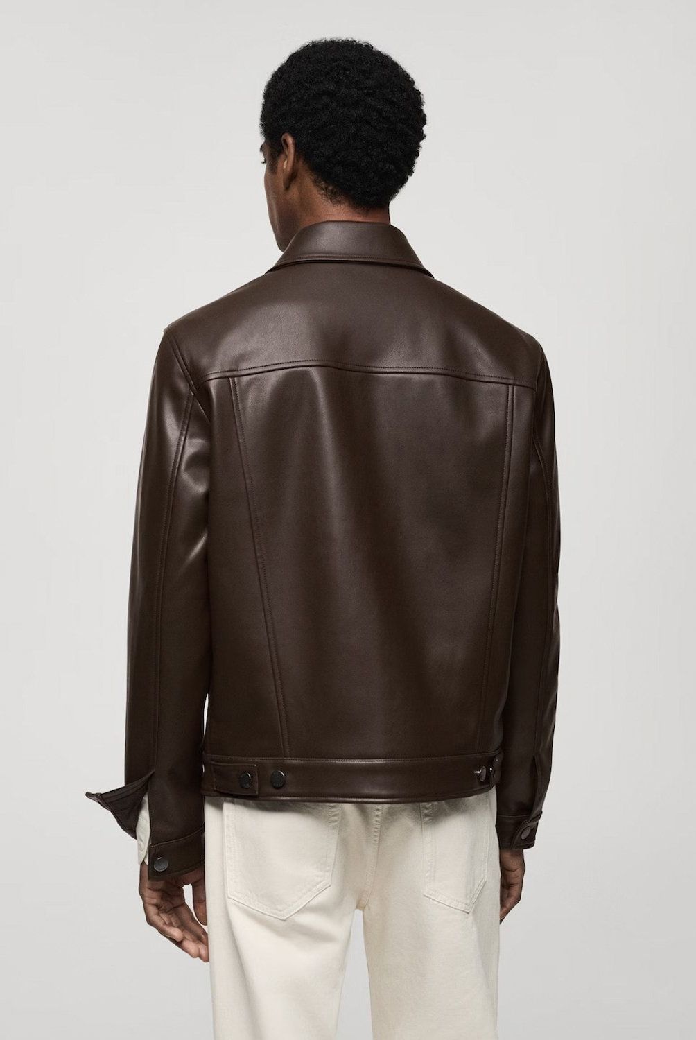 MANGO MAN - Chaqueta Efecto Piel Bolsillos Hombre Mango Man