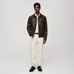 MANGO MAN - Chaqueta Efecto Piel Bolsillos Hombre