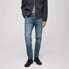 MANGO MAN - Jeans Jan Slim Fit Lavado Medio Desgastado Hombre