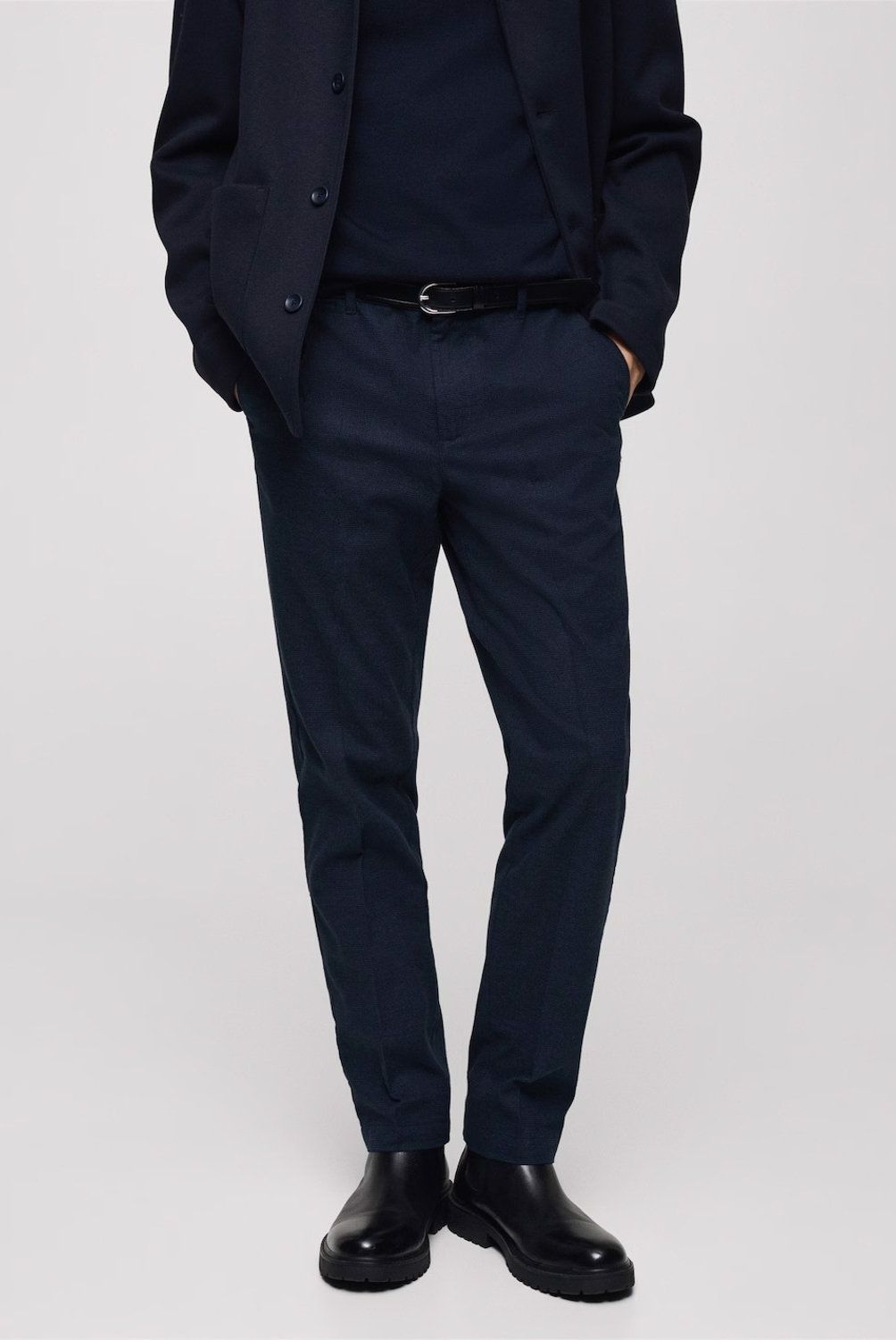 MANGO MAN - Pantalón Franela Micro Pata De Gallo Hombre Mango Man