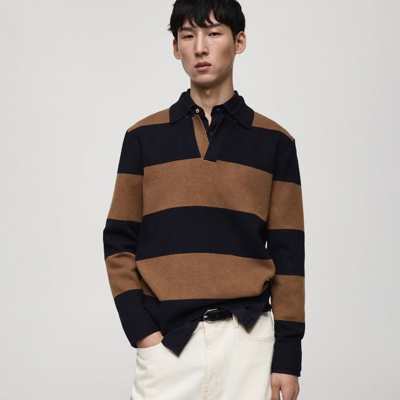 MANGO MAN - Sweater Polo Diseño Rayas Hombre Mango Man
