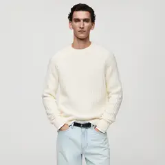 MANGO MAN - Sweater Punto Canalé Mezcla Lana Hombre