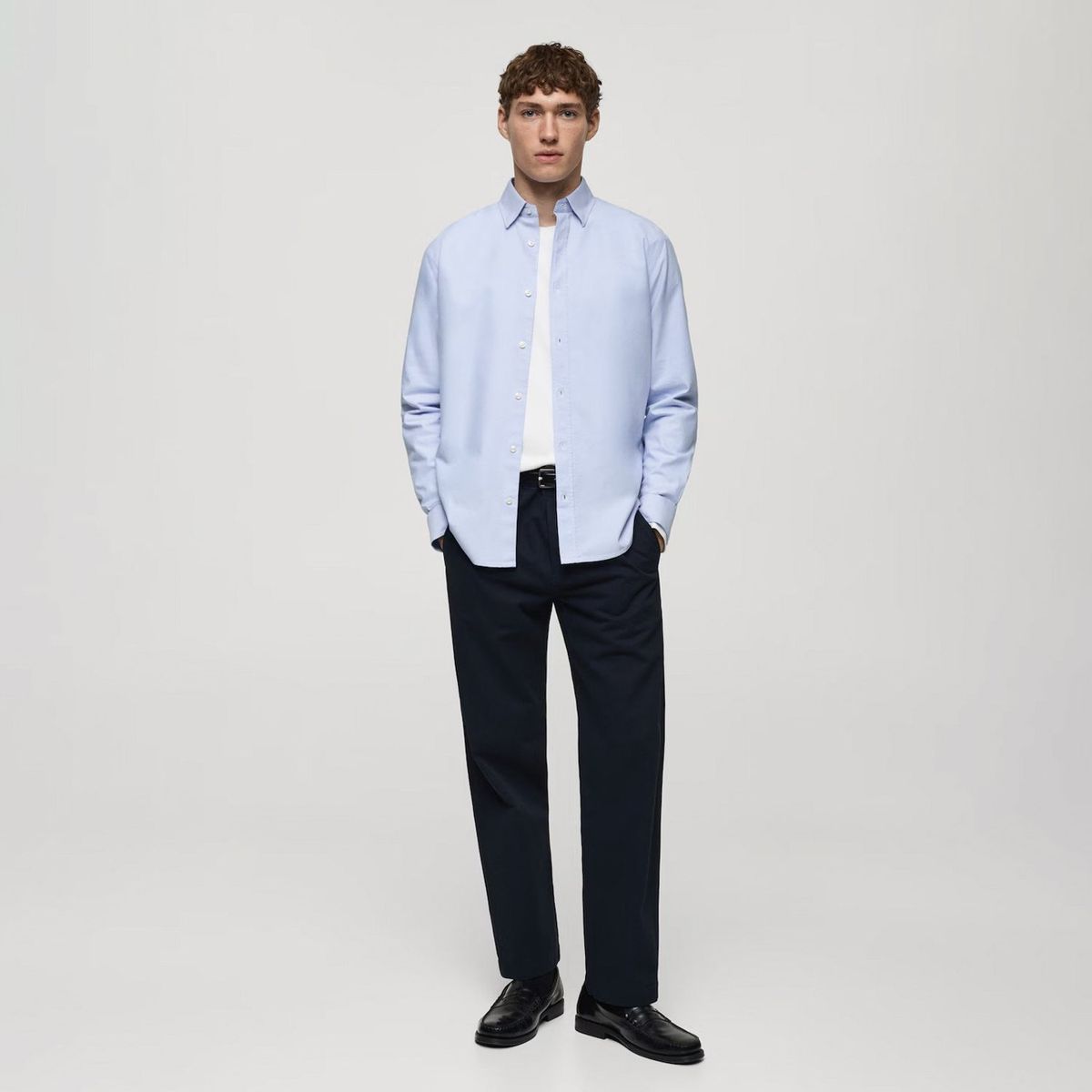 MANGO MAN - Camisa Oxford Regular 100% Algodón Hombre Mango Man