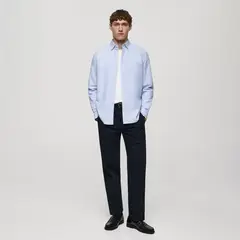 MANGO MAN - Camisa 100% Algodón Tejido Oxford Hombre