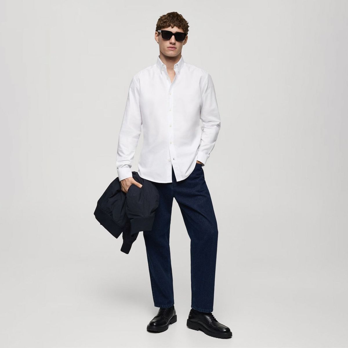 MANGO MAN - Camisa Oxford Regular 100% Algodón Hombre Mango Man