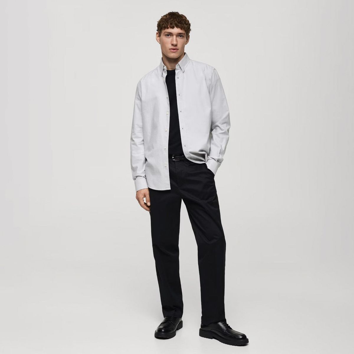 MANGO MAN - Camisa Oxford Regular 100% Algodón Hombre Mango Man