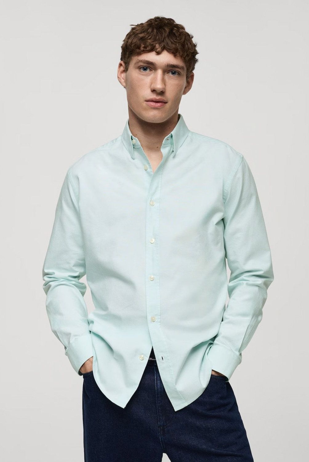 MANGO MAN - Camisa 100% Algodón Tejido Oxford Hombre Mango Man
