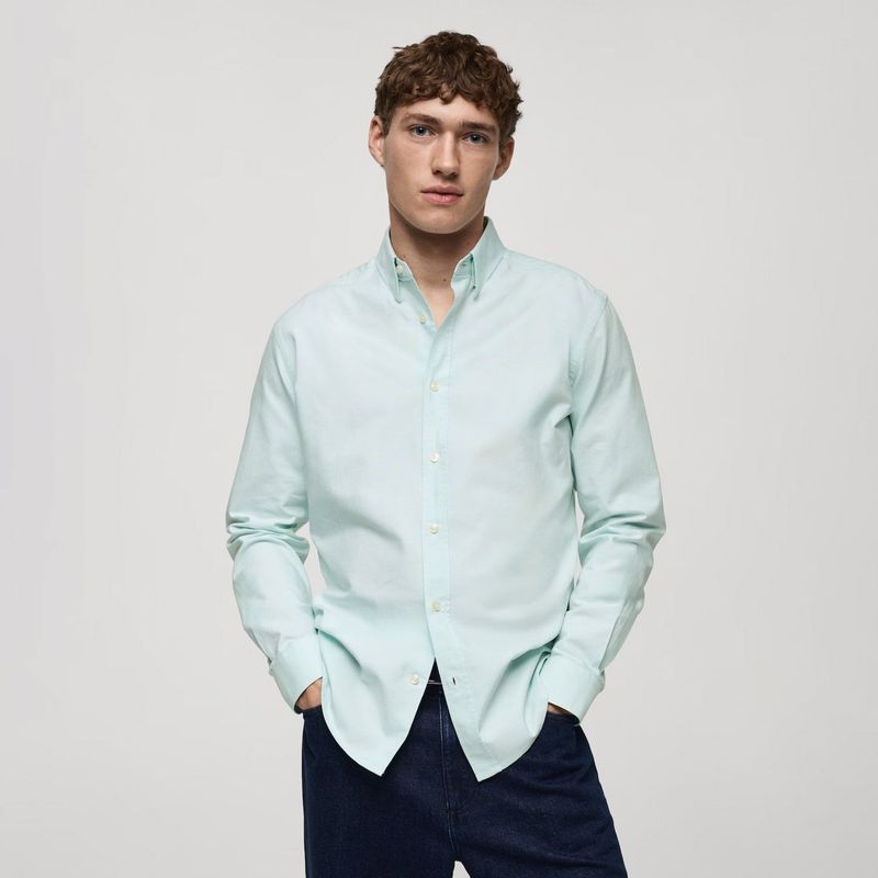 MANGO MAN - Camisa Oxford Regular 100% Algodón Hombre Mango Man