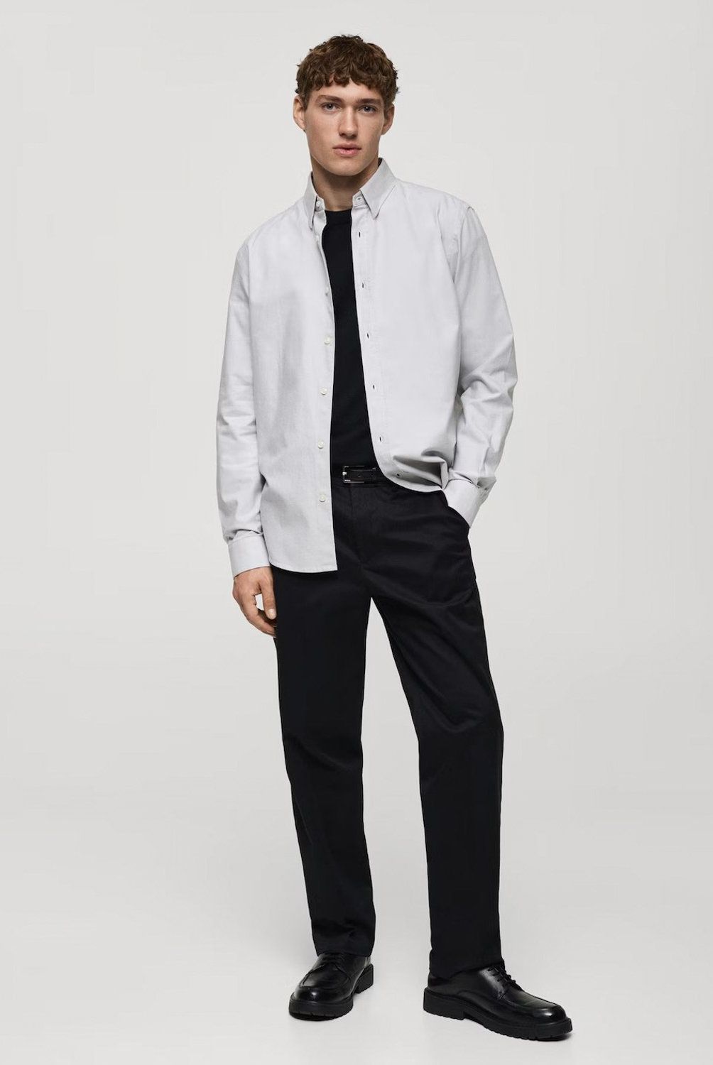 MANGO MAN - Camisa 100% Algodón Tejido Oxford Hombre Mango Man